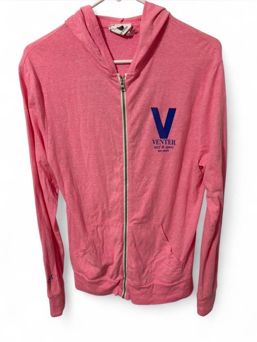 Venture Surf & Sport Key West Florida Pink Lightweight Zip Hoodie